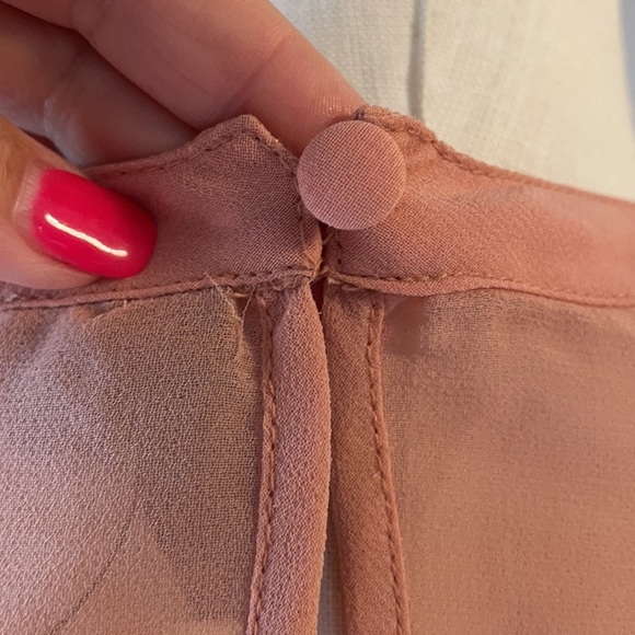 NWT ASOS RAW RUFFLED SHEER BLOUSE. Long sleeve. Crew neck peachy pink size 8 - Picture 10 of 15